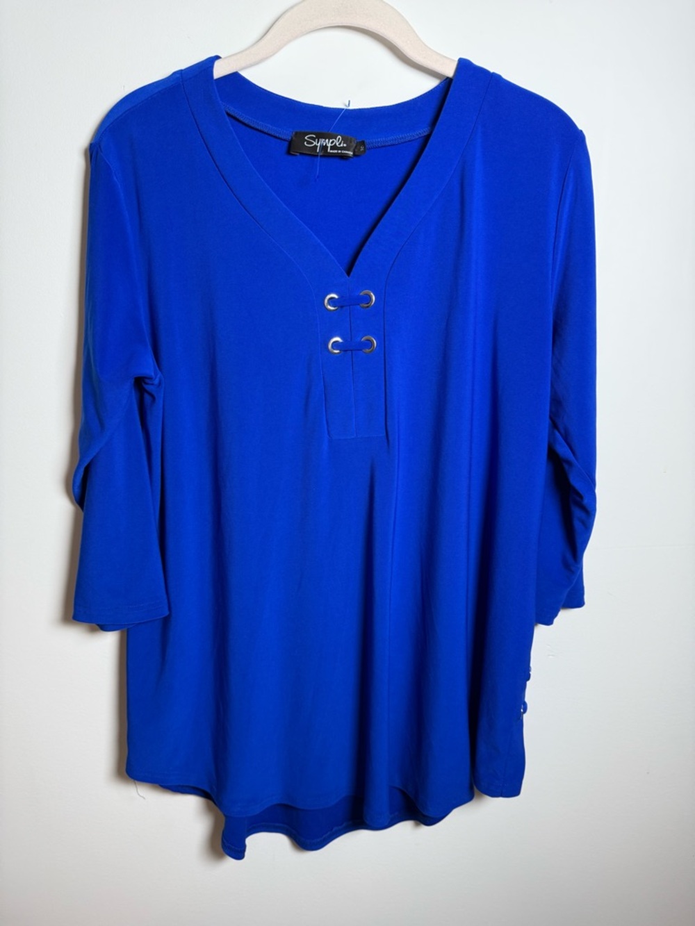 SYMPLI | Electric Blue 3/4 Sleeve Grommet Tunic Top